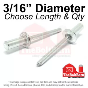 Remaches pop ciegos con cabeza de cúpula de extremo cerrado de 3/16" mandril de aluminio tamaño a elección simple y cantidad - Imagen 1 de 2