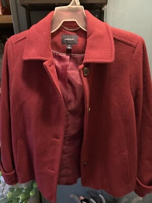 Abrigo Lands End para mujer talla 14, borgoña con forro Foto 1 de 4