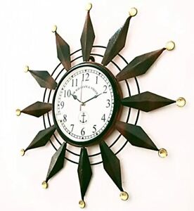 Iron Wall Clock Antique Style Art Unique 20 inch dial 8inch Colour Black Luxury