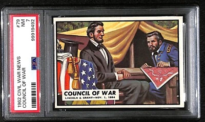 1962 Topps Civil War News #79 Council Of War Abraham Lincoln PSA 7 NM 7655 - Image 1 of 4