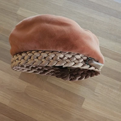 VTG Modern Miss Velvet Beret Hat 1960s Braided Burnt Orange French Style Twee - Image 1 of 4