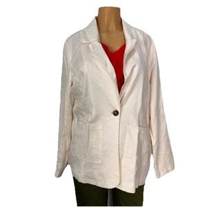 Matty M elfenbeinfarbener Leinenblazer mit einem Knopf Damen XL Karriere gefüttert Jacke Tops 99 $ - Bild 1 von 13