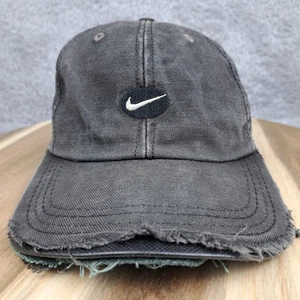Vintage Nike Mütze Kappe Riemen hinten schwarz große Seite Logo bestickt Swoosh Made USA - Bild 1 von 9