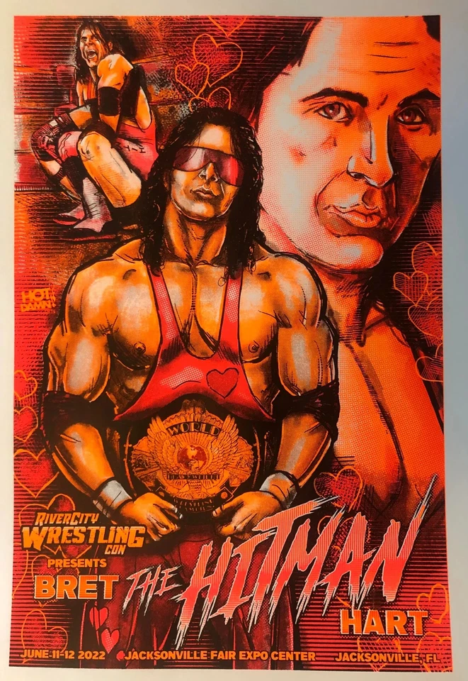 Serigrafía BRET THE HITMAN HART RCWC Lucha Profesional WWE WCW AEW Foto 1 de 1