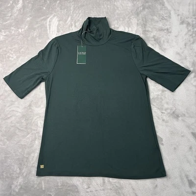 Nuevo Top Ralph Lauren cuello falso para mujer XL verde suave jersey tejido silencioso de lujo Foto 1 de 4