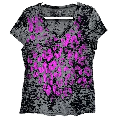 Camiseta para mujer Rock 47 púrpura metálico XL negra cuello en V Yellowstone Rockabilly Foto 1 de 4