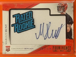 2013 Panini Prominence Margus Hunt Rated Rookie Patch Auto /225 RC #163 Football - Picture 1 of 3