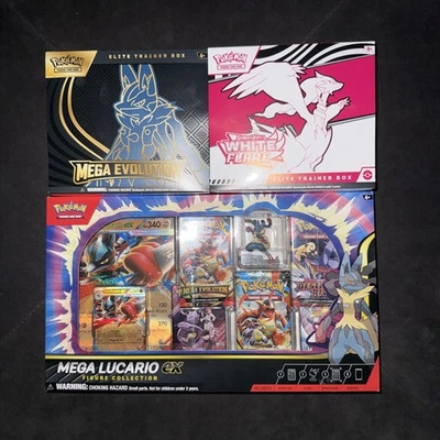 1 Mega Lucario Ex Boxes /1 Mega Evolution Lucario ETB/ 1 White Flare ETB - Image 1 of 4