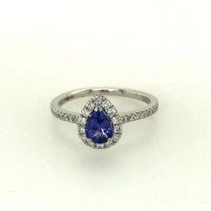 LeVian 14K White Gold Tanzanite G-H SI1 Diamond 0.87 cts Ring Size 9 - Picture 1 of 8