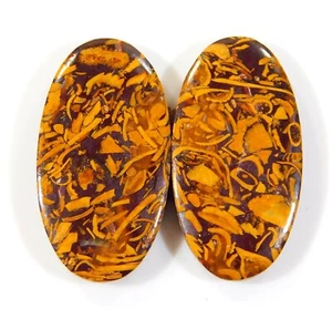 35 Ct Top Natural Mariam Jasper Pair Oval Cabochon Gemstone 29x16x4 mm UU=0303 - Picture 1 of 6