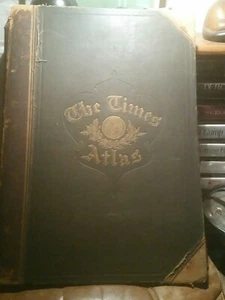 TIMES ATLAS OF THE WORLD RARE ANTIQUE-1895-EDITION A3 HISTORICAL REFERENCE - Picture 1 of 12