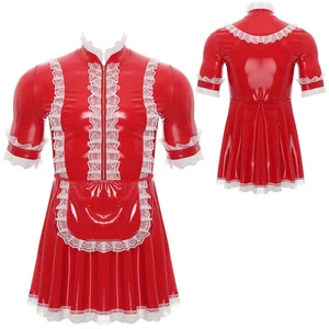 Men's Lingerie Fancy Dresses A-Line Uniform Bodycon Dress Up Party Costume Gay - Picture 1 of 29