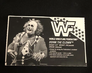 DOINK THE CLOWN 1993 HASBRO WRESTLING FIGURE SIGNED AUTOGRAPHED BIO CARD - Picture 1 of 2
