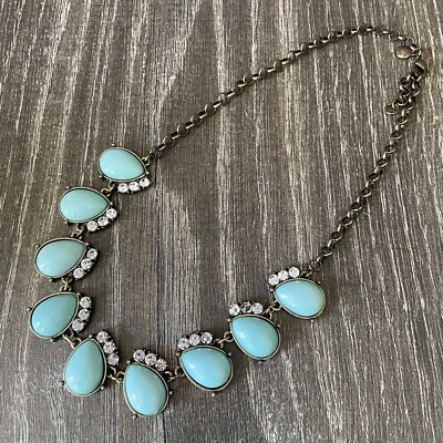 J. Collar CREW Retro Look Azul Turquesa Estrás Transparente Latón hasta 18" Foto 1 de 4