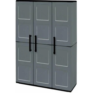 Armadio in resina alto per esterno 3 ante 102x37x163 cm grigio Artplast F101