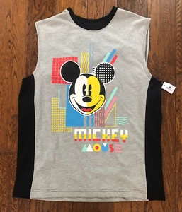 New Disney Parks Mickey Mouse 80’s Style Art Sleeveless Shirt Tank Top Mens L - Picture 1 of 5