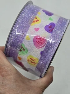 Valentine Conversation Candy Heart CRAFTING RG Really Great Ribbon 2.5" 10 Yards - Picture 1 of 4