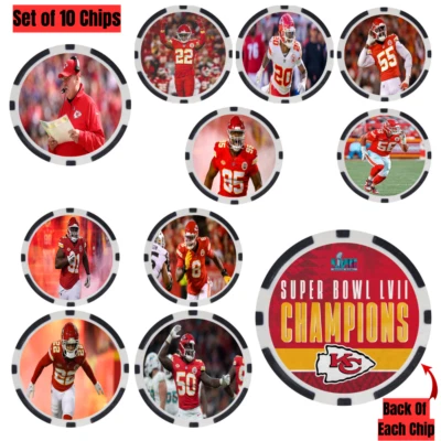 KANSAS CITY CHIEFS 2023 SUPER BOWL LVII CHAMPS - POKER CHIP SET (10) - Image 1 of 2