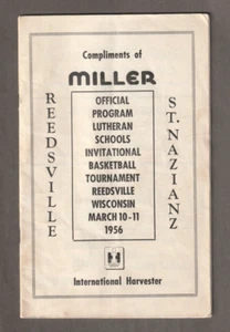 1956 REEDSVILLE, WI Lutheran School BASKETBALL Tournament PROGRAM~Many LOCAL ADS - Picture 1 of 4