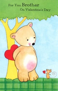 Linda Tarjeta del Día de San Valentín PARA HERMANO JOVEN, Ratón Oso por Gallant Greetings + ✉� - Imagen 1 de 4