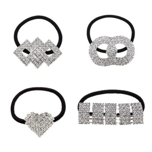 4Pcs Elastic Hair Scrunchies Bands Crystal Rhinestone Hair Ties Accessories P... - Picture 1 of 5