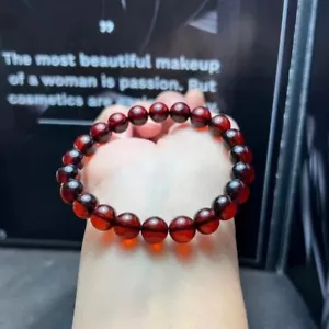 8mm Natural Red Blood Amber Gemstone Crystal Bead Bracelet AAAAA Certificate - Picture 1 of 6