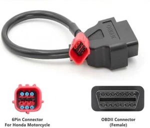 OBD 16pin to 6 pin to OBD Adapter Scanner Reader Converter for Honda Motorbike - Picture 1 of 15