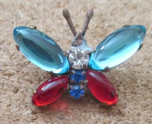 1-Czech Rhinestone Multicolored Butterfly Button #174 26.00mm x 19.88mm - Picture 1 of 3