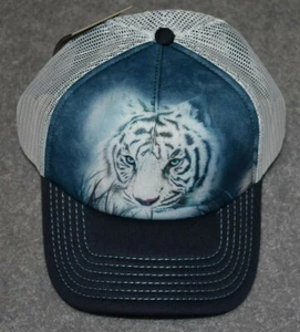 ADULTS THOUGHTFUL WHITE TIGER TRUCKER CAP HAT ADUSTABLE ONE SIZE FITS MOST - Picture 1 of 3