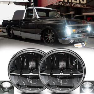 Pair 7" Round LED Headlight Hi-Lo Beam For Chevy C10/20/30 Pickup LUV Nova Vega 