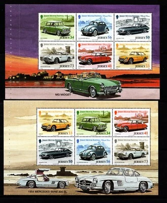 JERSEY 2005  JERSEY MOTOR FESTIVAL CLASSIC CARS  SET OF 3  BOOKLET PANES  MNH - Image 1 of 2