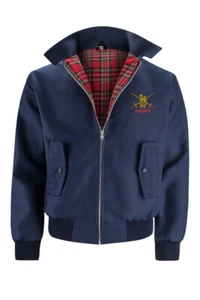 Harrington Jacket with UK Military, British Army embroidered cap badge - Picture 1 of 48