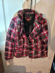 Body Central Womens Size Small Blazer Pink Plaid Button Down Long Sleeve - Picture 1 of 4