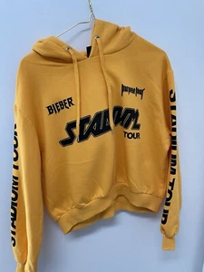 Felpa con cappuccio Justin Bieber H&M Divided Crop scopo tour stadio concerto oro M 0924 - Foto 1 di 7
