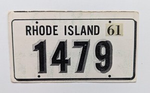 1961 Topps Sport Car Card License Plate Sticker - RARE - Rhode Island