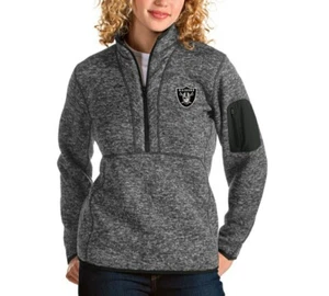 Las Vegas Raiders Antigua Women's Fortune Half-Zip Pullover Jacket Heather knit - Picture 1 of 12