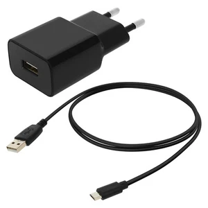 Chargeur Secteur USB 1A Smartphone Téléphone + Câble micro-USB Noir - Photo 1/6