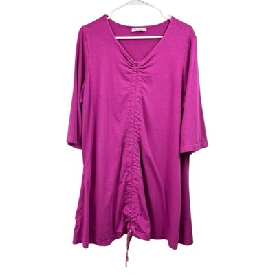 Bryn Walker Talla Mediana Púrpura Josie Bambú Algodón Acanalado Tejido Túnica Top Vestido Foto 1 de 4
