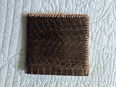 Старый винтажный ручной работы кожи змеиной кожи складной бумажник Whipstitch Western неиспользованный - Изображение 1 из 4