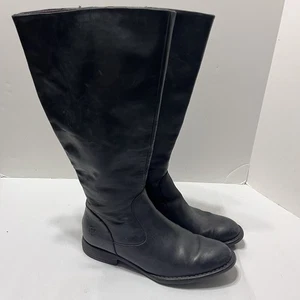 Born North Damen Kniehohe Reitstiefel Navy Leder - Größe 7,5 M Weite Wade - Bild 1 von 11