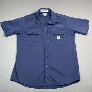 Carhartt Shirt Men's L Dark Blue Relaxed Fit Workwear Casual Rugged Work 398-20 - Picture 1 of 11