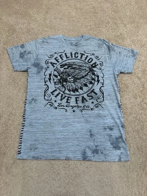 Affliction Men’s Live Fast American Customs Gray T-Shirt Size XL Y2K Grunge - Image 1 of 4