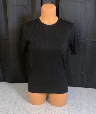 Camiseta Victoria's Secret ROSA Multi Costilla Top Manga Corta Rosa Salvaje Negra Nueva con Etiquetas Foto 1 de 2