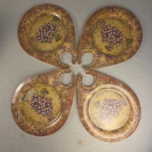 Keller Charles Melamin Vorspeisen Teller Weinglas Halter 4er Set Weinrebe - Bild 1 von 4