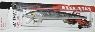 Señuelos Smithwick Rattlin' Rogue 4 1/2" Jerkbait flotante 1/3 oz cromo negro trasero Foto 1 de 3