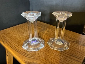 "Juego de 2 candelabros pilares de cristal fino LENOX hechos en Alemania" - Imagen 1 de 2