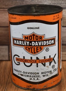 RARE Vintage Harley Davidson HD Gunk Motorcycle Cleaner 1 Qt Advertising Can - Picture 1 of 5