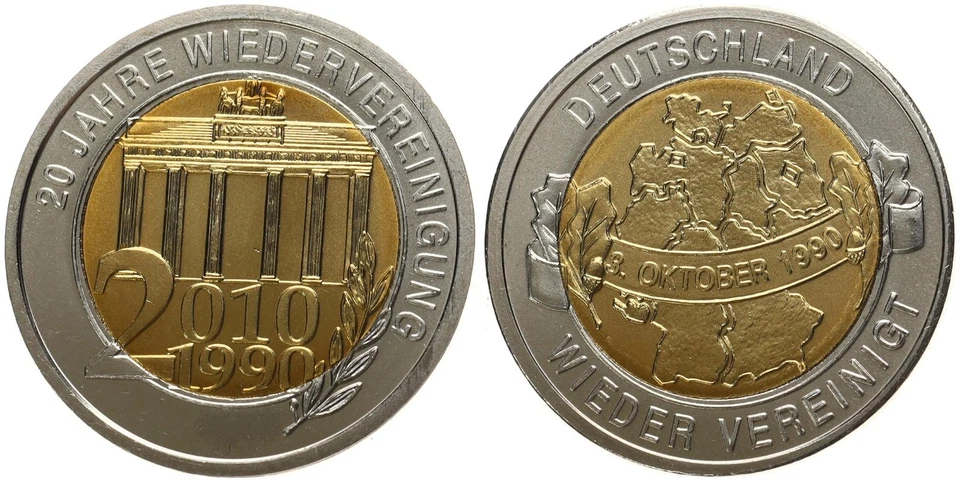 Medaille - 20 Jahre Wiedervereinigung - Maueröffnung Deutschland 1990-2010 - Bild 1 von 1