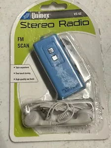 Tragbares FM Stereo Scan Radio blau Uninex VS-62 mit Ohrhörern brandneu versiegelt - Bild 1 von 6