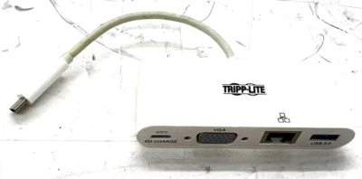12: Tripp Lite USB-C to VGA Adapter w/ USB A Hub, USB-C PD Charging & GBE Port - Image 1 of 3